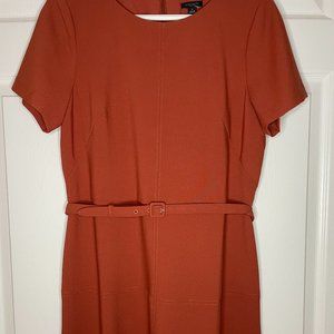 Ann Taylor Factory Short Sleeve Rust Belted A-Line Dress Size 10 NWT